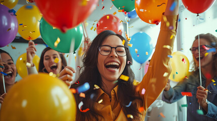 Candid Office Celebration: Daylight DSLR Photography with Vibrant Film