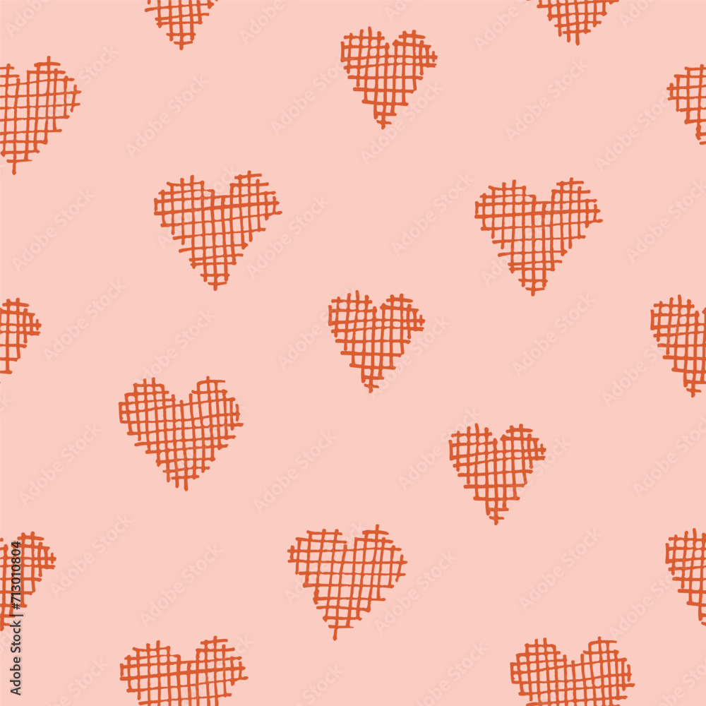 Poster seamless pattern with hand drawn hearts. vector