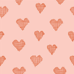 Seamless pattern with hand drawn hearts. Vector