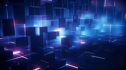 blue light in a dark environment in the style of abstract