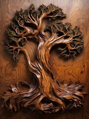 Artisanal Timber Creations: Exquisite Tree Carvings for Timeless Natural Wall Art.