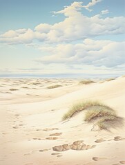 Sunlit Beachy Sand Dune Craft Wall Art - Vintage Art Print in Sand Shades