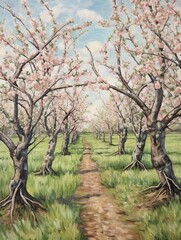 Obraz premium Orchard Blooms: A Serene Springtime Art Print for Farmhouse Decor