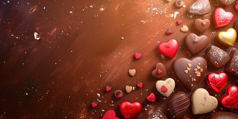 Cute Valentine chocolate background, isolated. Generative AI