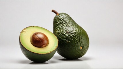 avocado cut in half on surface