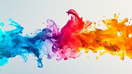 Abstract splashes of paint on white background