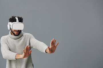 Technology man virtual game vr modern video reality digital device innovation