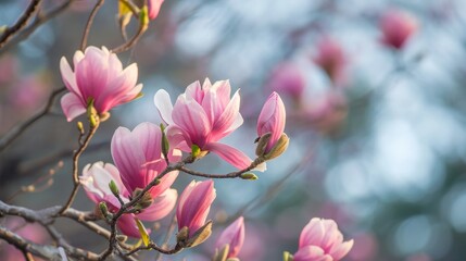 Obraz premium Magnolia blossoms indicate the arrival of spring