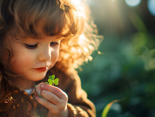 Late Afternoon Serendipity: Child's Joy Over Four-Leaf Clover Find