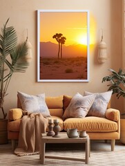 Boho Desert Sunset Imageries: A Timeless Vintage Art Print for Your Desert Wanderlust