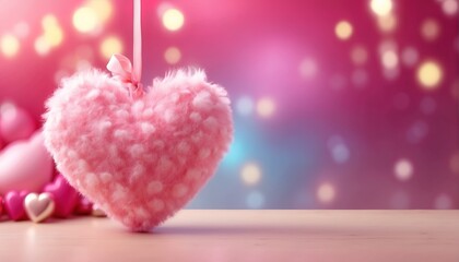 Obraz premium Fluffy pink heart, valentine decoration