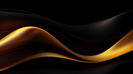 Beautiful luxury 3D modern abstract neon black and gold background composed of waves with light digital effect.
