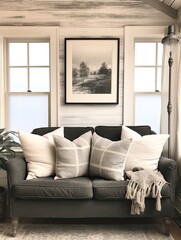 Charcoal-Drawn Ocean Views: Vintage Art Print for Nautical Cottage Style