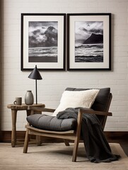 Vintage Landscape: Charcoal-Drawn Ocean Views Wall Art Collection