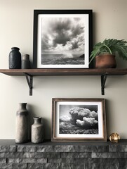Charcoal-Drawn Ocean Views: Vintage Landscape Wall Art Collection