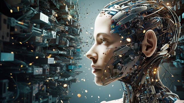 A mosaic composition featuring different robotic characters in various environments, showcasing the diversity of artificial intelligence