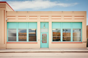 pueblo with clear turquoise window frames