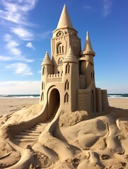 Coastal Sand Sculptures: Field Painting of Beachfront Beauty