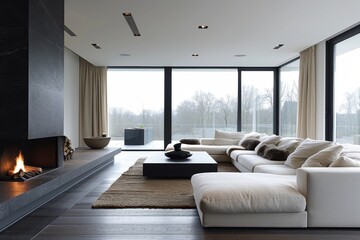Fototapeta premium a simplistic modern room in modern house interior decoration style inspiration ideas