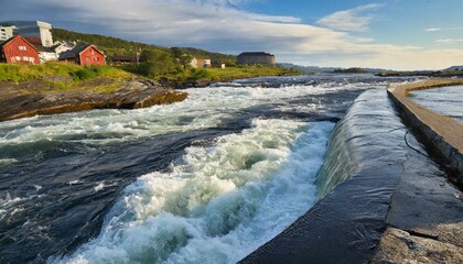 Fototapeta premium Waves of water from the river and the sea meet at high and low tide.