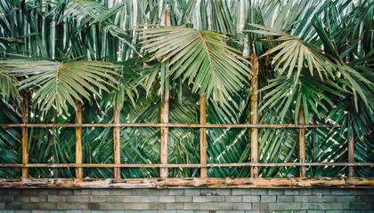 Palm leaf bar, abstract green texture background