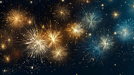 Naklejka premium Happy New Year, burning fireworks with bokeh light background