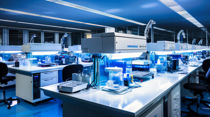 Scientific Laboratory with Research Equipment, Chemists, and Medical Studies