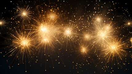 Naklejka premium Happy New Year, burning fireworks with bokeh light background