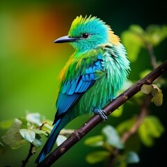 Obraz premium Nice blue and green bird image Generative AI