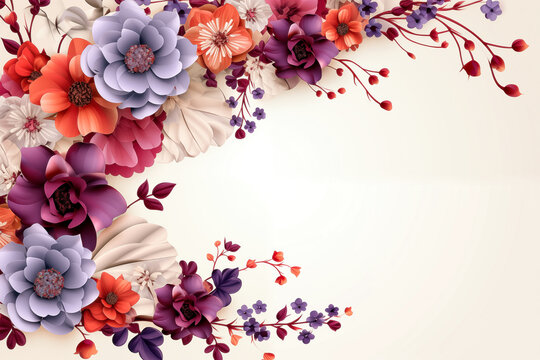 Abstract floral background with colorful flowers. Mock-up for your design.