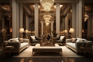 Elegant opulence in a living or hotel space. Generative AI