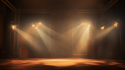 Spotlights illuminate empty stage