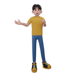 3D character cute young man Illustration