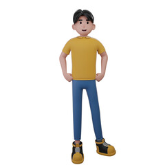 3D character cute young man Illustration