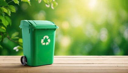 Green plastic recycle bin eco banner