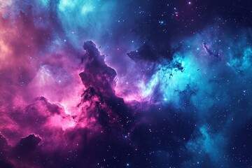 Nebula stardust wallpaper, blue, purple and magenta galaxy. Generative AI - obrazy, fototapety, plakaty