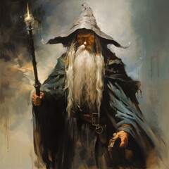 Nice gandalf lord rings art style frank images Generative AI