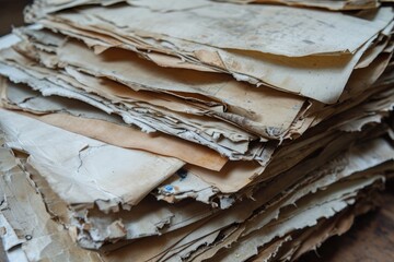 very old, stained, grungy stack of paper