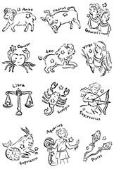 12星座　イラストセット　1色　黒