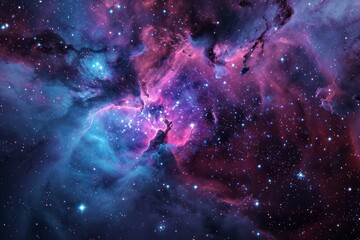 Nebula stardust wallpaper, blue, purple and magenta galaxy. Generative AI