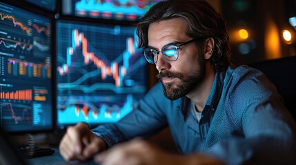 Obraz premium Man, keep an eye on the stock charts