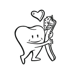 love tooth and toothbrush oral hygiene