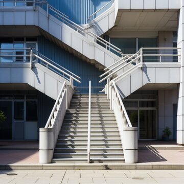 Nice high outside building stairs image Generative AI