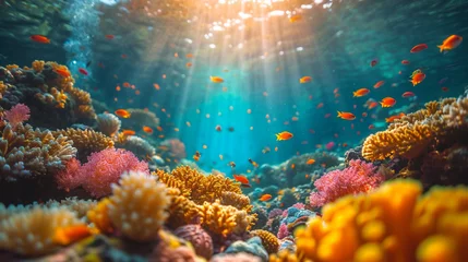 Fotobehang coral reef in sea © Chamal