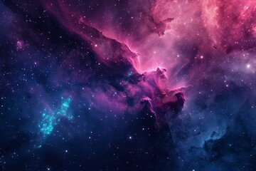 Fototapeta na wymiar Nebula stardust wallpaper, blue, purple and magenta galaxy. Generative AI