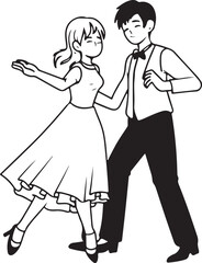 Romantic couple dancing silhouette vector illustration