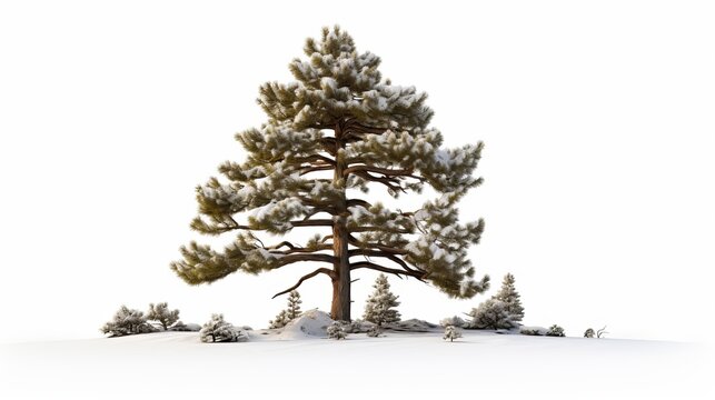 Winter’s Touch: Pines Stand Tall Amidst Snowfall, generative ai