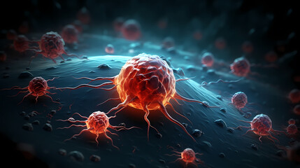 Virus cells abstract science concept, medical research background