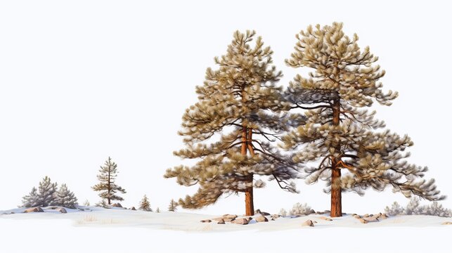 Nature’s Artistry: Snow Adorns the Majestic Pine Trees, generative ai