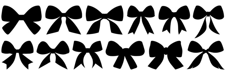 Ribbon silhouettes set, large pack of vector silhouette design, isolated white background